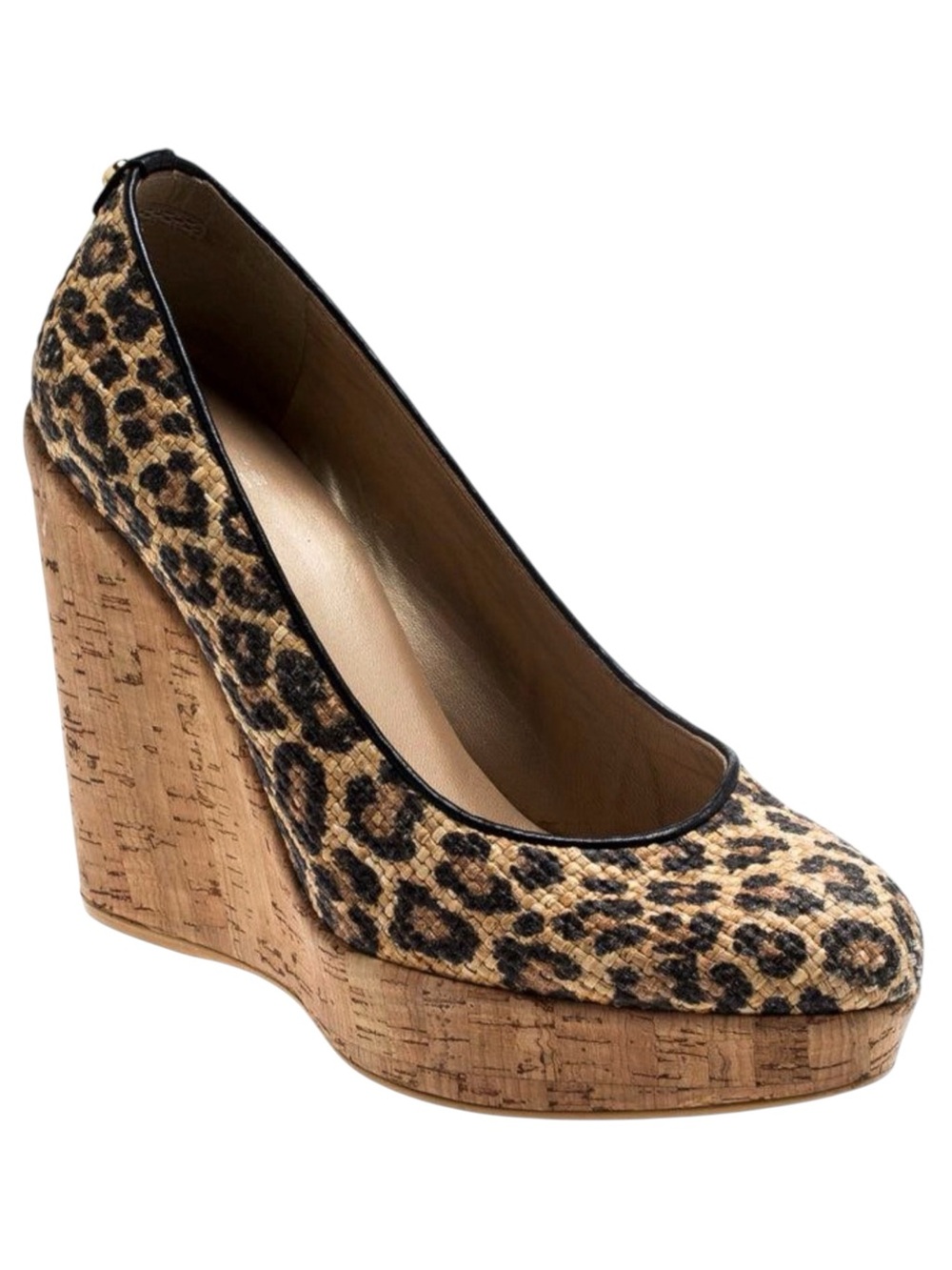{Stuart Weitzman} Leopard-print Cork Wedge Raffia Platforms